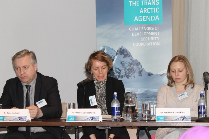 Dr. B. Karlsson, Dr. H. Exner - Pirot and Dr. N. Loukacheva during the first session of Systems and Societies workshop.