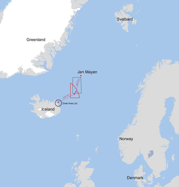 The Dreki area on a map