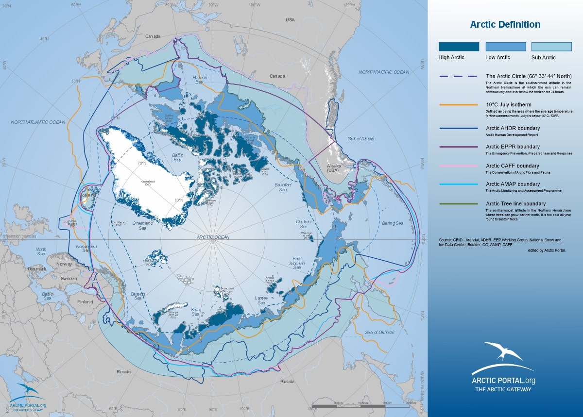 Arctic Portal Map - Arctic Definitions North Polar Russia projection