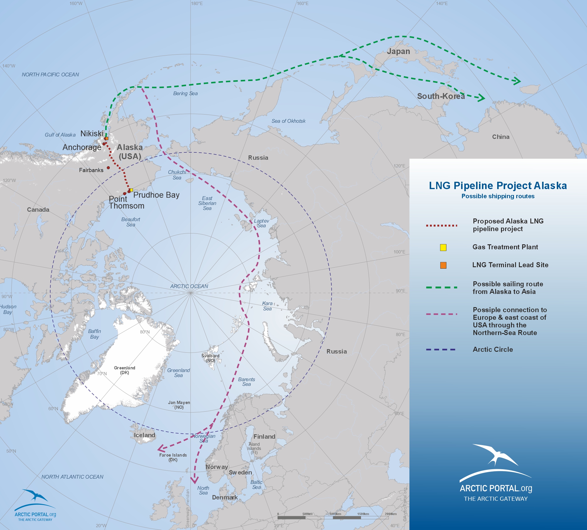 Map of the LNG pipeline project in Alaska