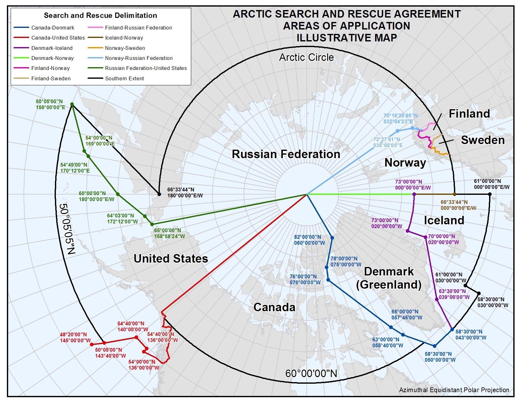 Arctic Search and Rescue Agreement - Areas of Application Illustrative Map